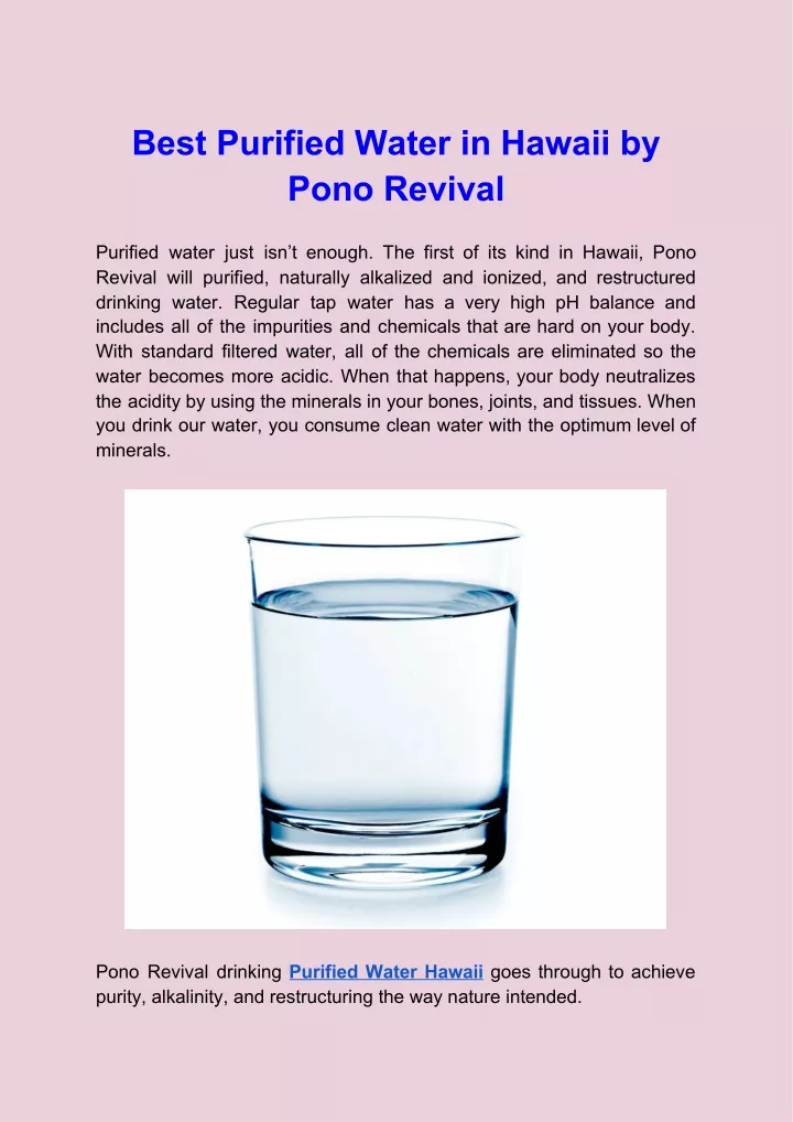 best purified water in hawaii by pono revival