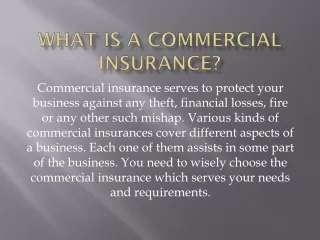 What is a Commercial Insurance?