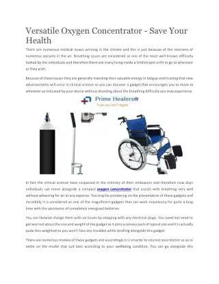 versatile oxygen concentrator save your health