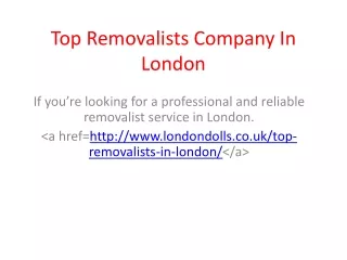 Top Removalists Company In London