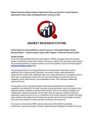 global automotive display market is expected