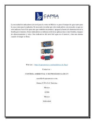 Medidor de flujo asequible para flujo de agua | Capsa México
