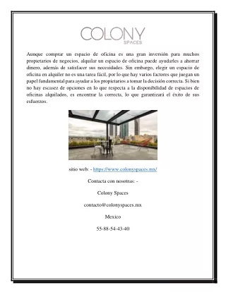 Alquiler de oficinas barato Col Roma CDMX | COLONY SPACES