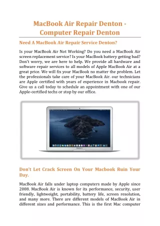 macbook air repair denton computer repair denton