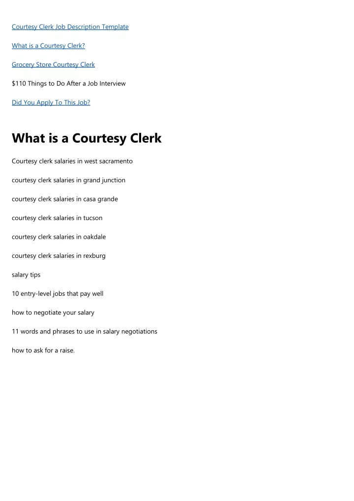 courtesy clerk job description template