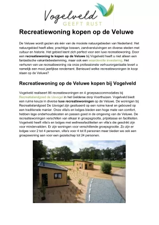 recreatiewoning kopen op de veluwe