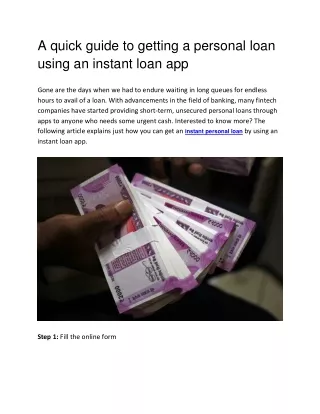 A quick guide to getting a personal loan using an instant loan app