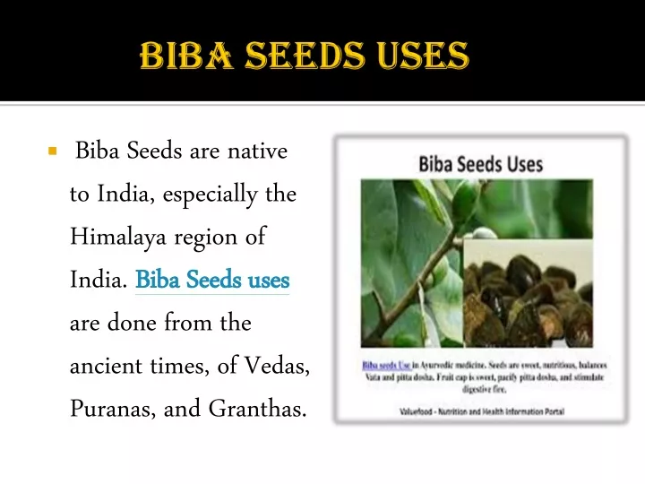 biba seeds uses