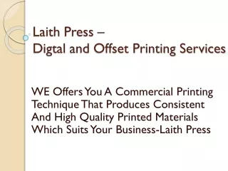 Laith Press - Digtal and Offset Printing Services