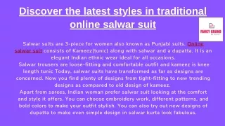 Discover the latest styles in traditional online salwar suit