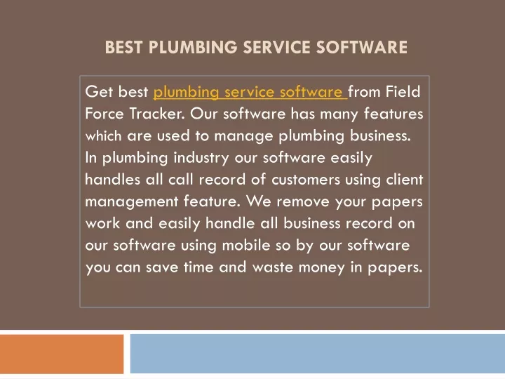 best plumbing service software