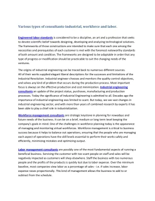 various types of consultants industrial workforce