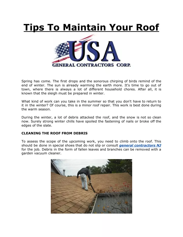 tips to maintain your roof
