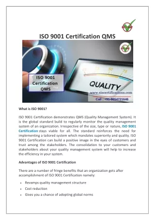 ISO 9001 Certification QMS