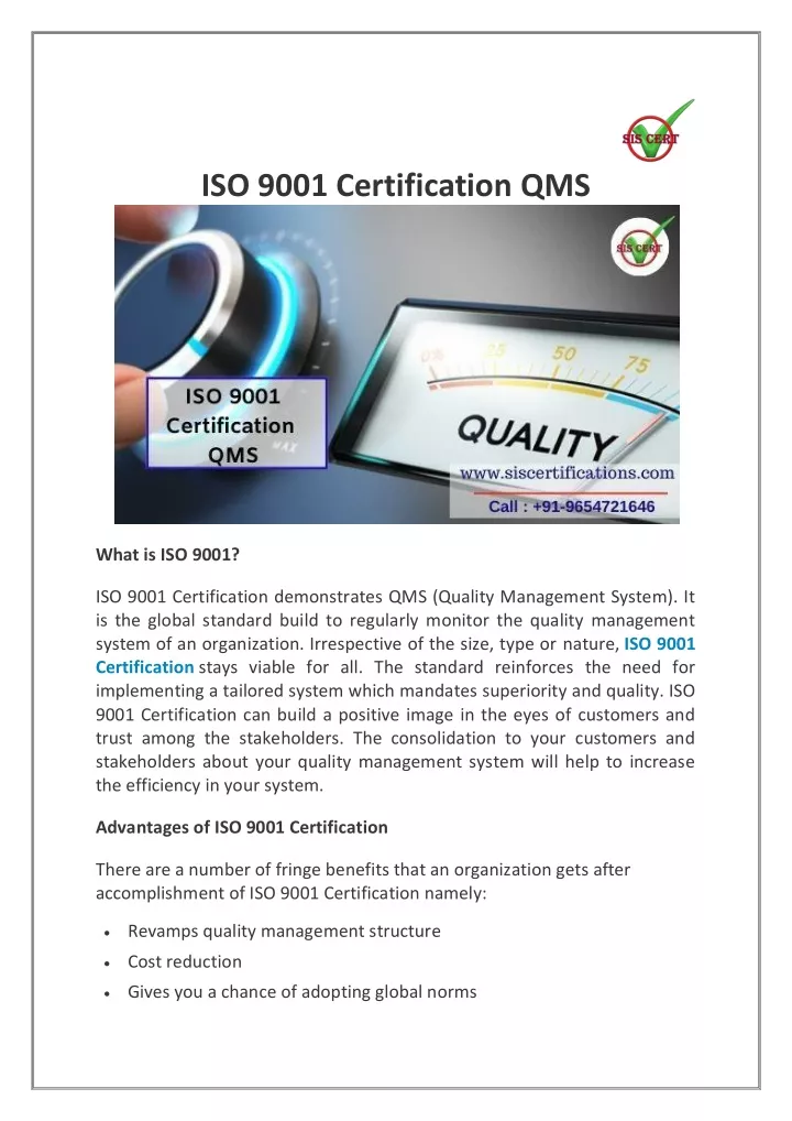 iso 9001 certification qms
