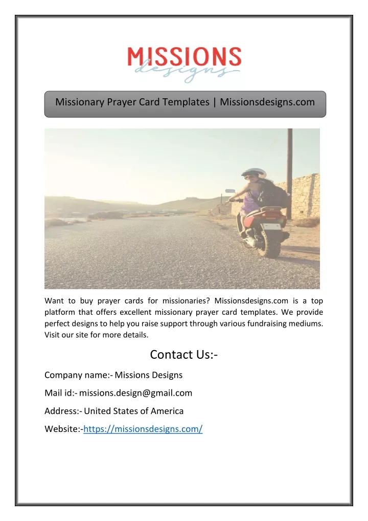 missionary prayer card templates missionsdesigns