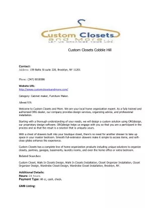 Custom Closets Cobble Hill