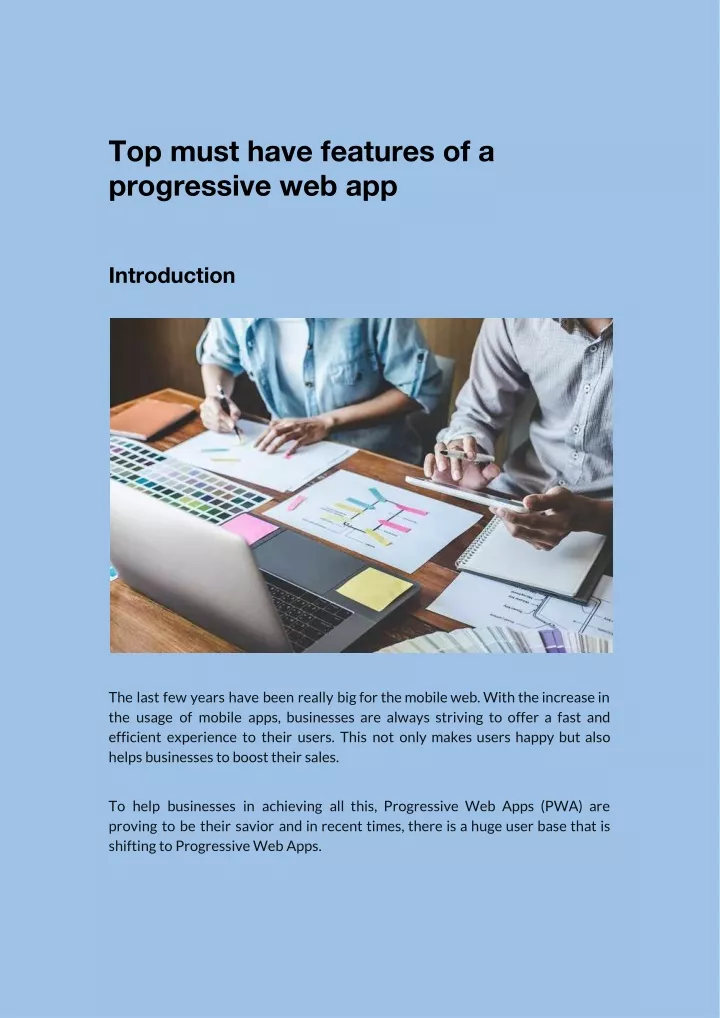 top must have features of a progressive web app