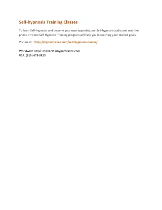 self hypnosis training classes