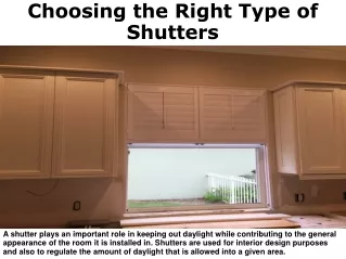 Tips on Choosing the Right Type of Shutters