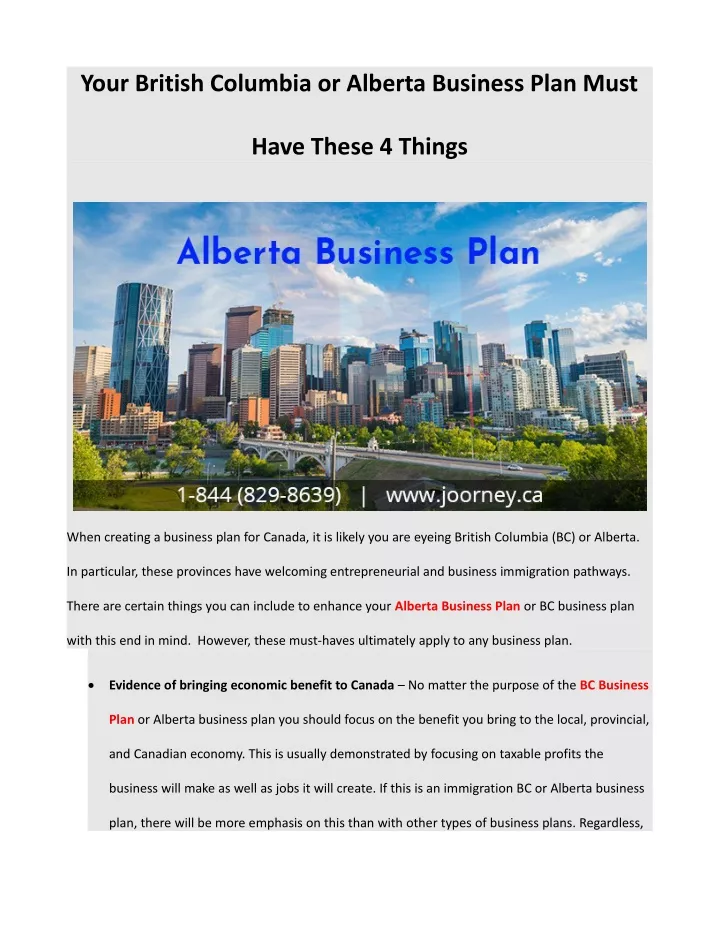 your british columbia or alberta business plan