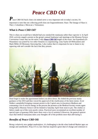 Read "Customer  Reviews" Before Buying Peace CBD Oil!