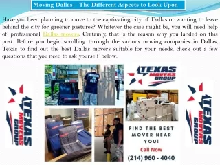Professional Moving Company in Dallas  - Texas Movers Group