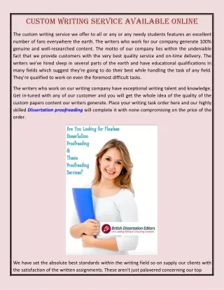 custom writing service available online