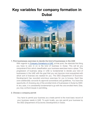 Key variables for company formation in Dubai