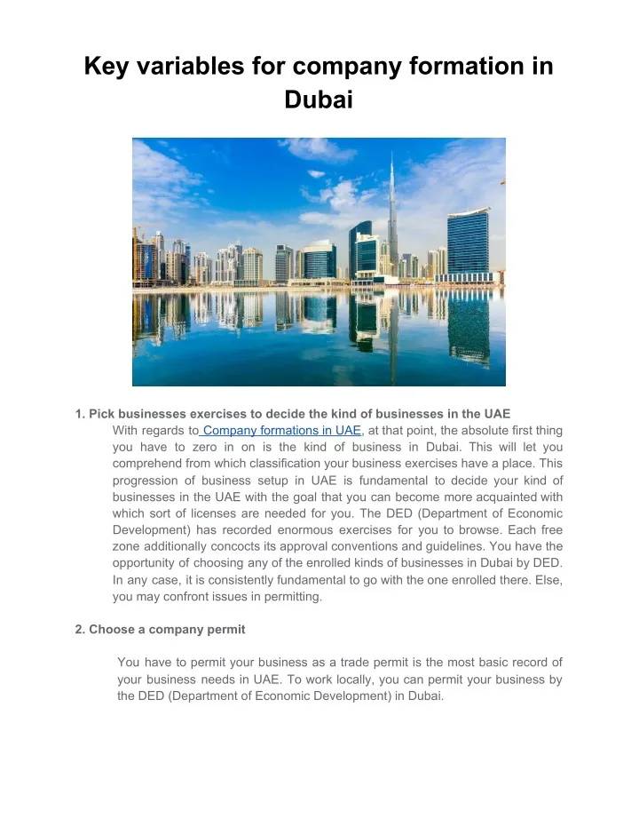 key variables for company formation in dubai