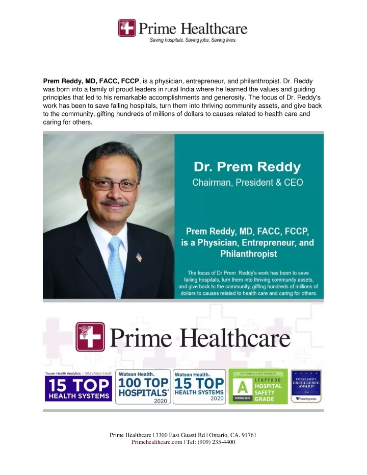prem reddy md facc fccp is a physician