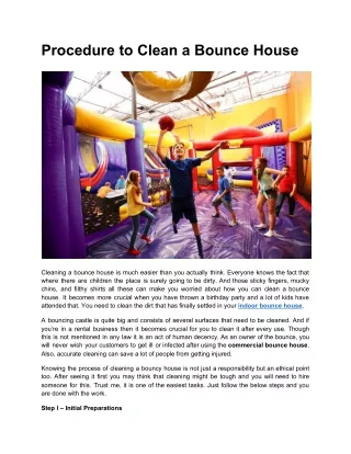 Procedure to Clean a Bounce House