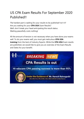 us cpa exam results for september 2020 published