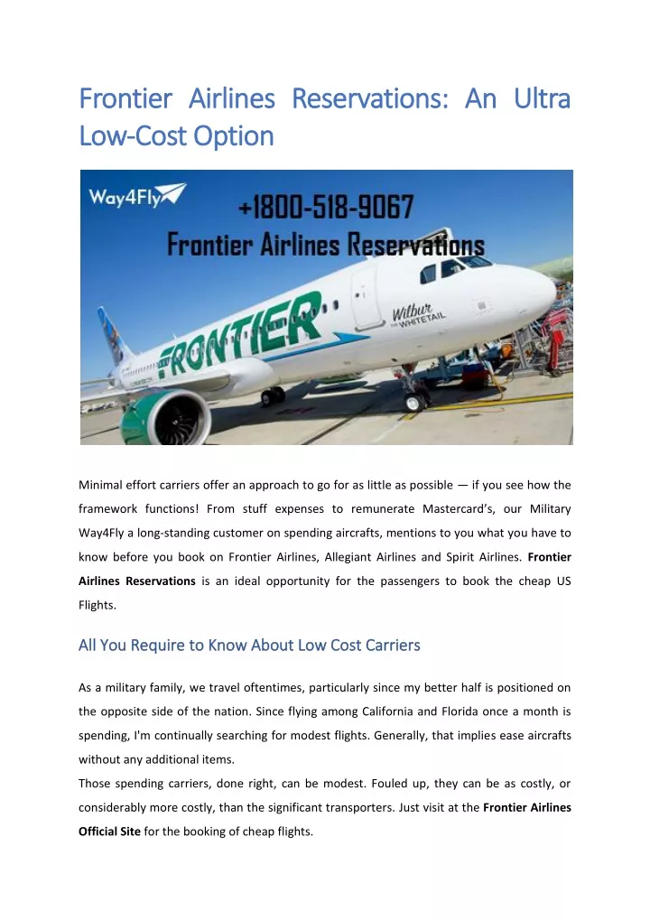 f frontier airlines reservations an ultra rontier