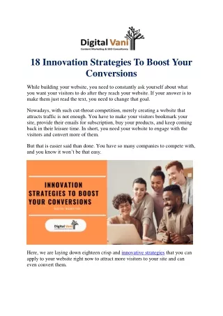 18 Innovation Strategies To Boost Your Conversions