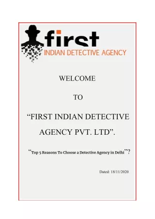 Top 5 Reasons To Choose Detective Agency in Delhi