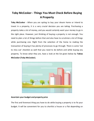 Tobias McCosker - What to check before buying a property?