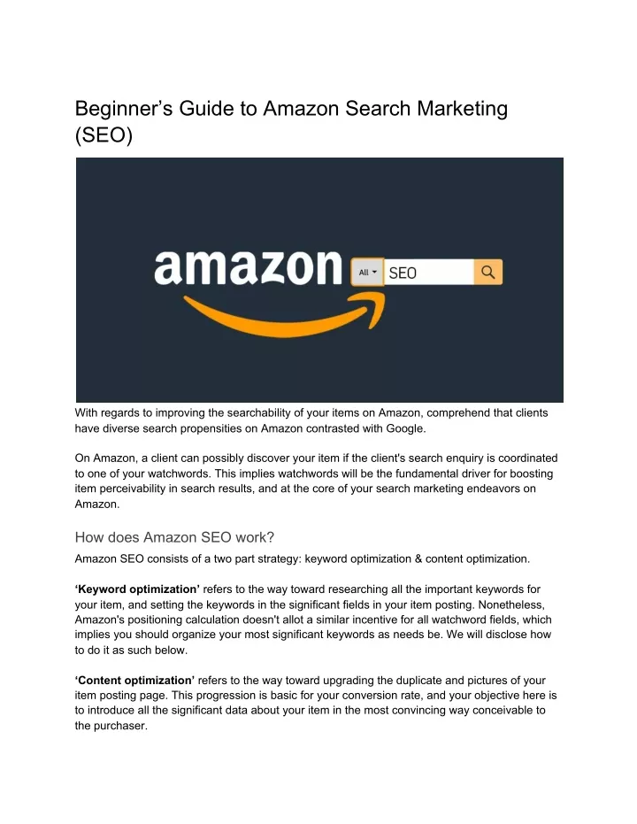 beginner s guide to amazon search marketing seo
