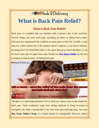 What is Back Pain Relief?