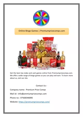 Online Bingo Games | Premiumprizecomps.com