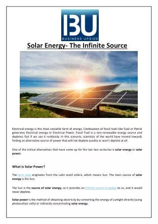 solar energy the infinite source