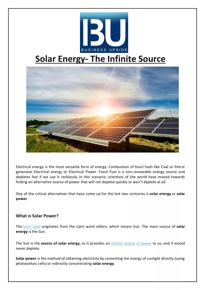 solar energy the infinite source