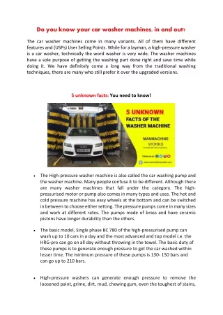 do you know your car washer machines in and out