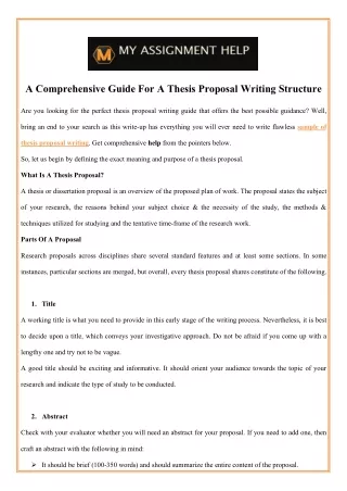a comprehensive guide for a thesis proposal