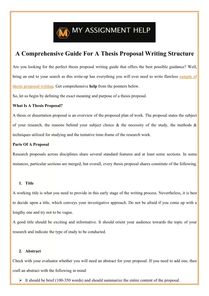 a comprehensive guide for a thesis proposal