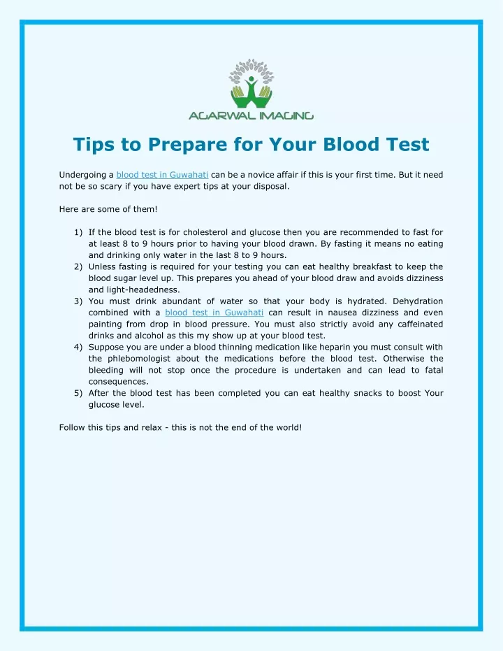 tips to prepare for your blood test