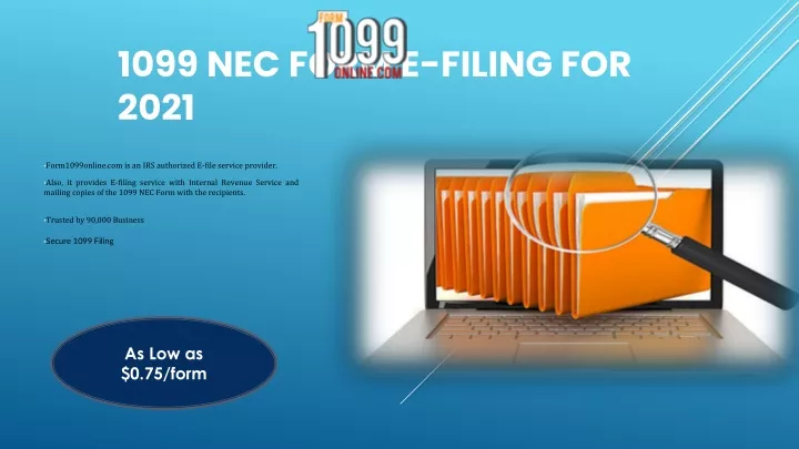 1099 nec form e filing for 2021