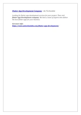 flutter app development company ais technolabs