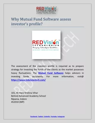 why mutual fund software assess investor s profile