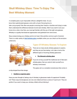 Enjoy The Best Whiskey Moment With Skull Whiskey Glass